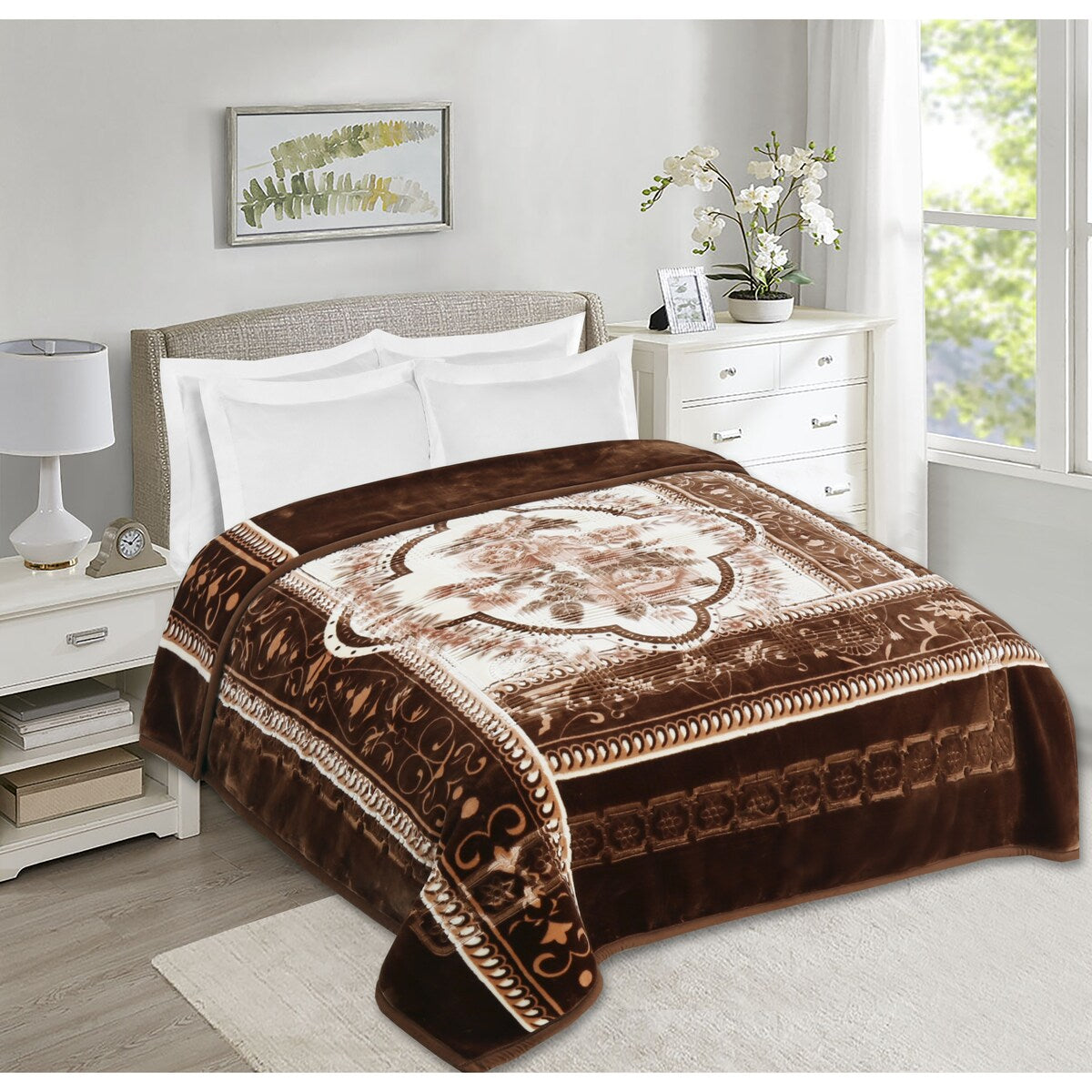 Nestl Velvet 2 Ply Heavy Reversible Printed Raschel Blanket