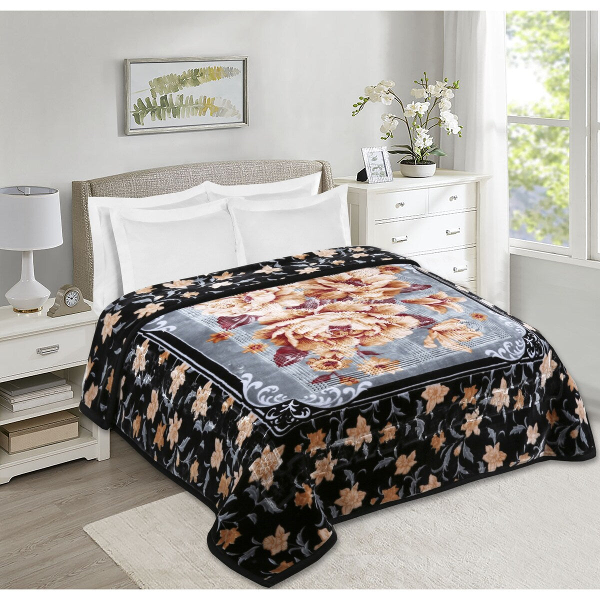 Nestl Velvet 2 Ply Heavy Reversible Printed Raschel Blanket