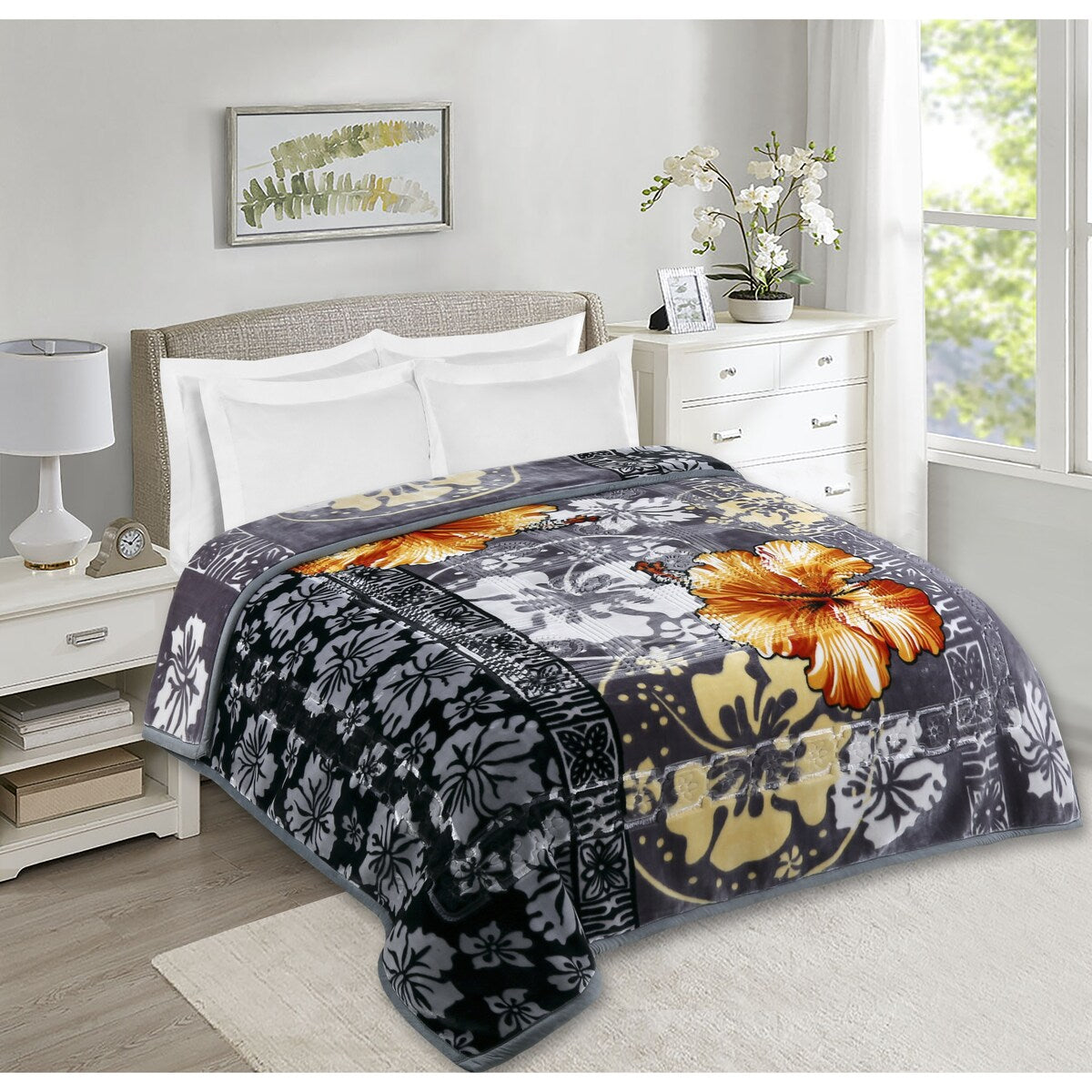 Nestl Velvet 2 Ply Heavy Reversible Printed Raschel Blanket