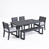 Nestor Outdoor 6-Seater Acacia Wood Dining Set with Bench by Christopher Knight Home