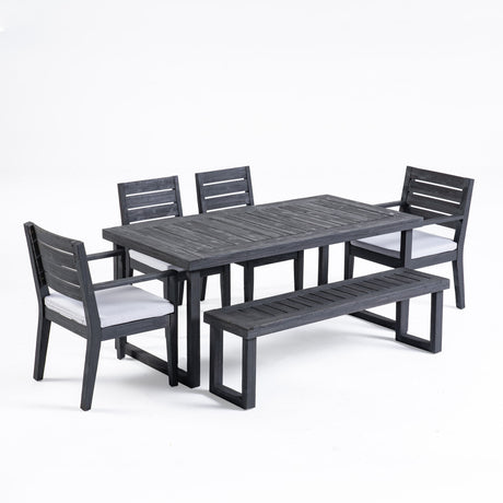 Nestor Outdoor 6-Seater Acacia Wood Dining Set with Bench by Christopher Knight Home