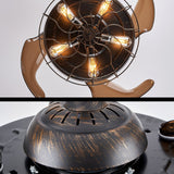 Netin 42" Retro Black Industrial Iron Cage Wood Ceiling Fan Light, 6 Speed Reversible and Remote, Retractable Fan Blades
