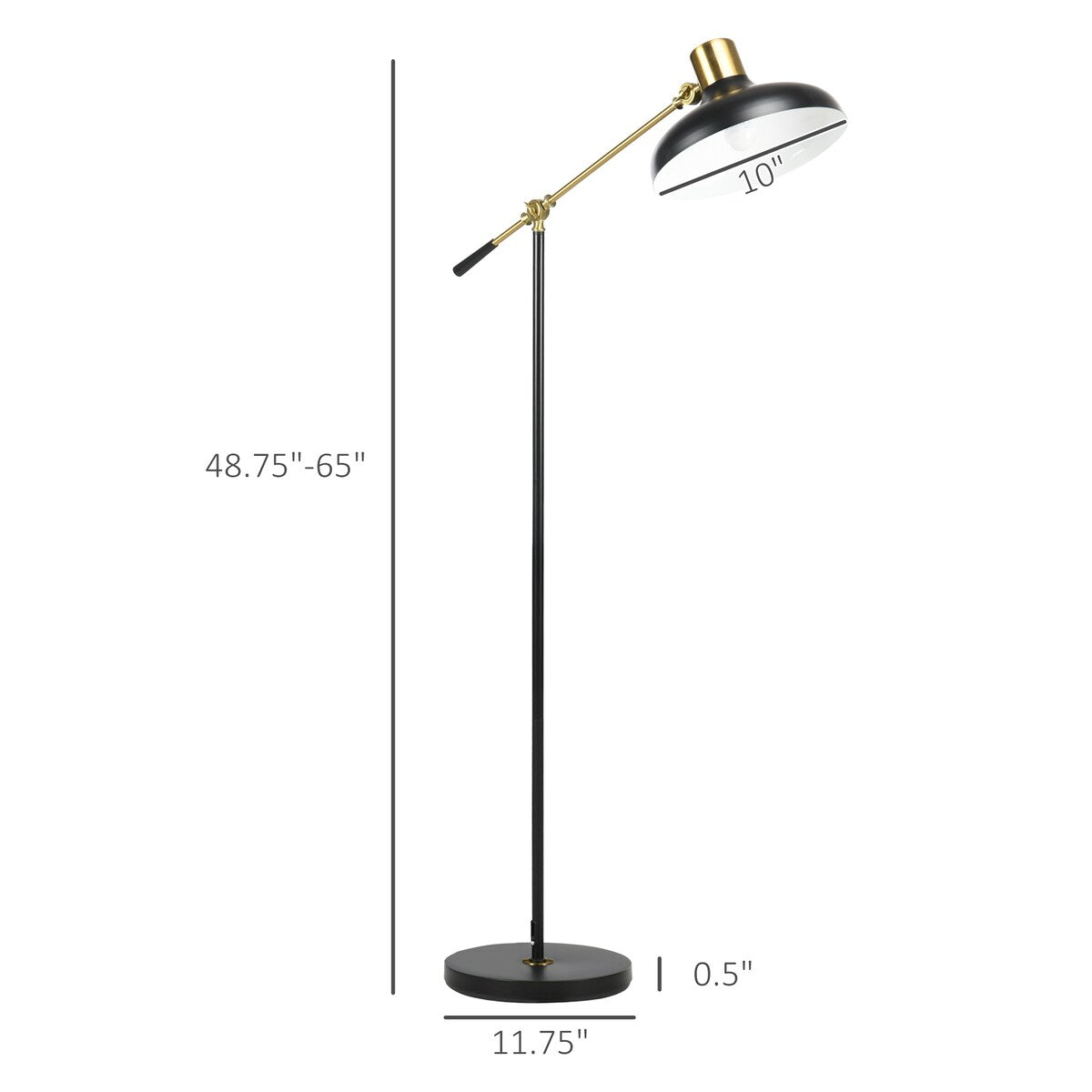 Netin 65" Black and Gold Adjustable Modern Floor Lamps for Living Room