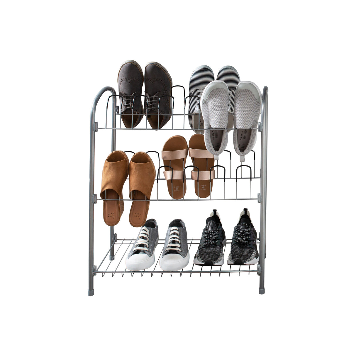 Organize It All 12 Pair Floor Shoe Rack with Shelf - 23.25 x 13.25 x 26.50