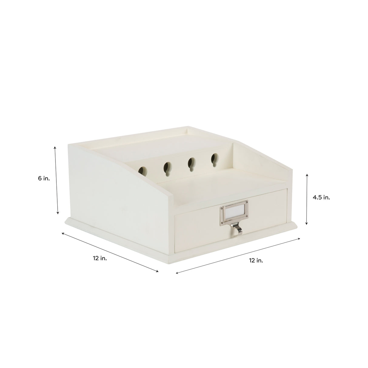 Organize It All Charging Station with Drawer in White - 12.00 x 12.00 x 6.00