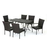 Neva Outdoor 7-Piece Wicker Dining Set by Christopher Knight Home