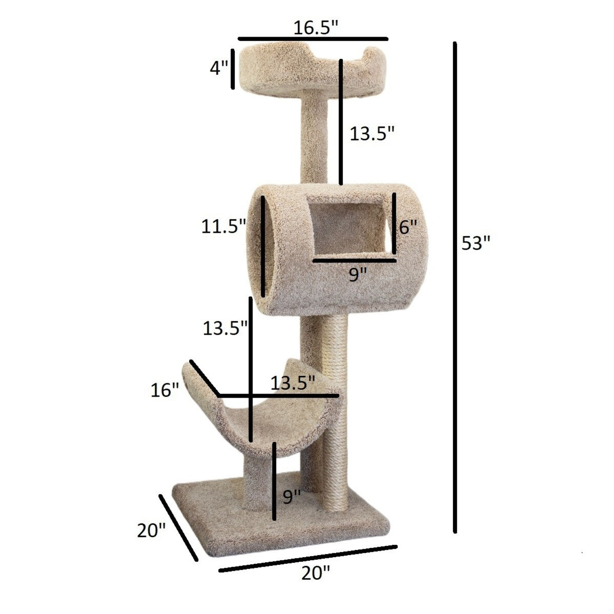 New Cat Condos 53" Carpeted Cat Post