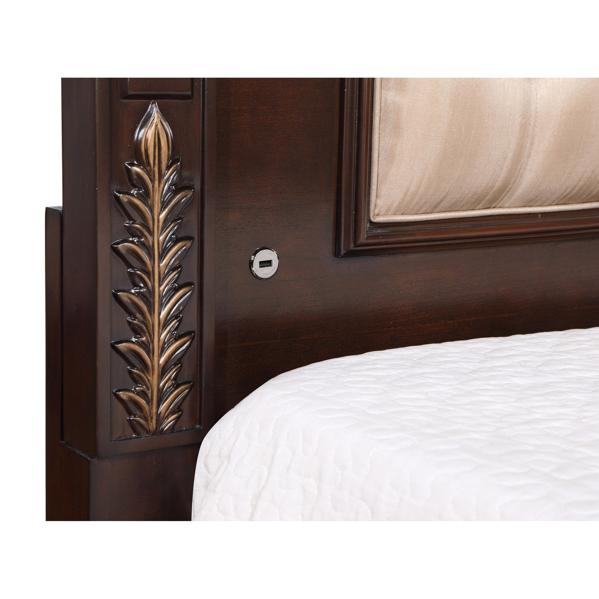 New Classic Furniture Cobb Cherry and Beige Panel Bed with USB Port
