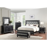 New Classic Kanti, Black Pearl, 4 Piece Bedroom Set with Queen Bed, Dresser, Mirror, Nightstand
