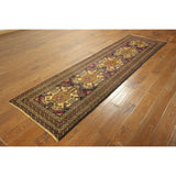 Geometric Balouch Runner Hand-knotted Persian Navy Wool Rug (3' x 9')