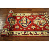 New HQ Wool Super KazakPure Red Veg Dyed Hand-knotted Diamond Cut Rug (2'2 x 6'0)