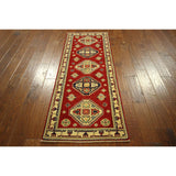 New HQ Wool Super KazakPure Red Veg Dyed Hand-knotted Diamond Cut Rug (2'2 x 6'0)