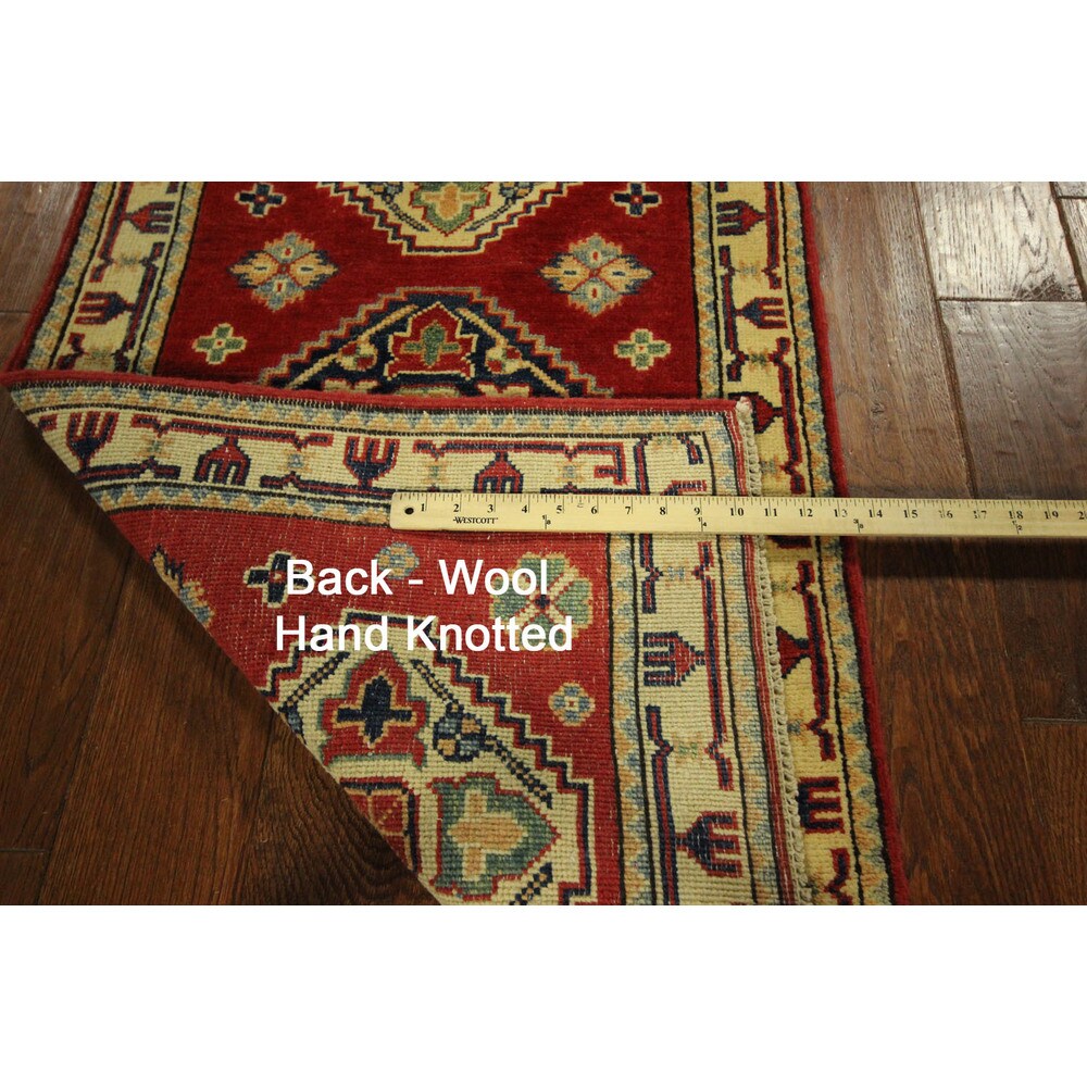 New HQ Wool Super KazakPure Red Veg Dyed Hand-knotted Diamond Cut Rug (2'2 x 6'0)