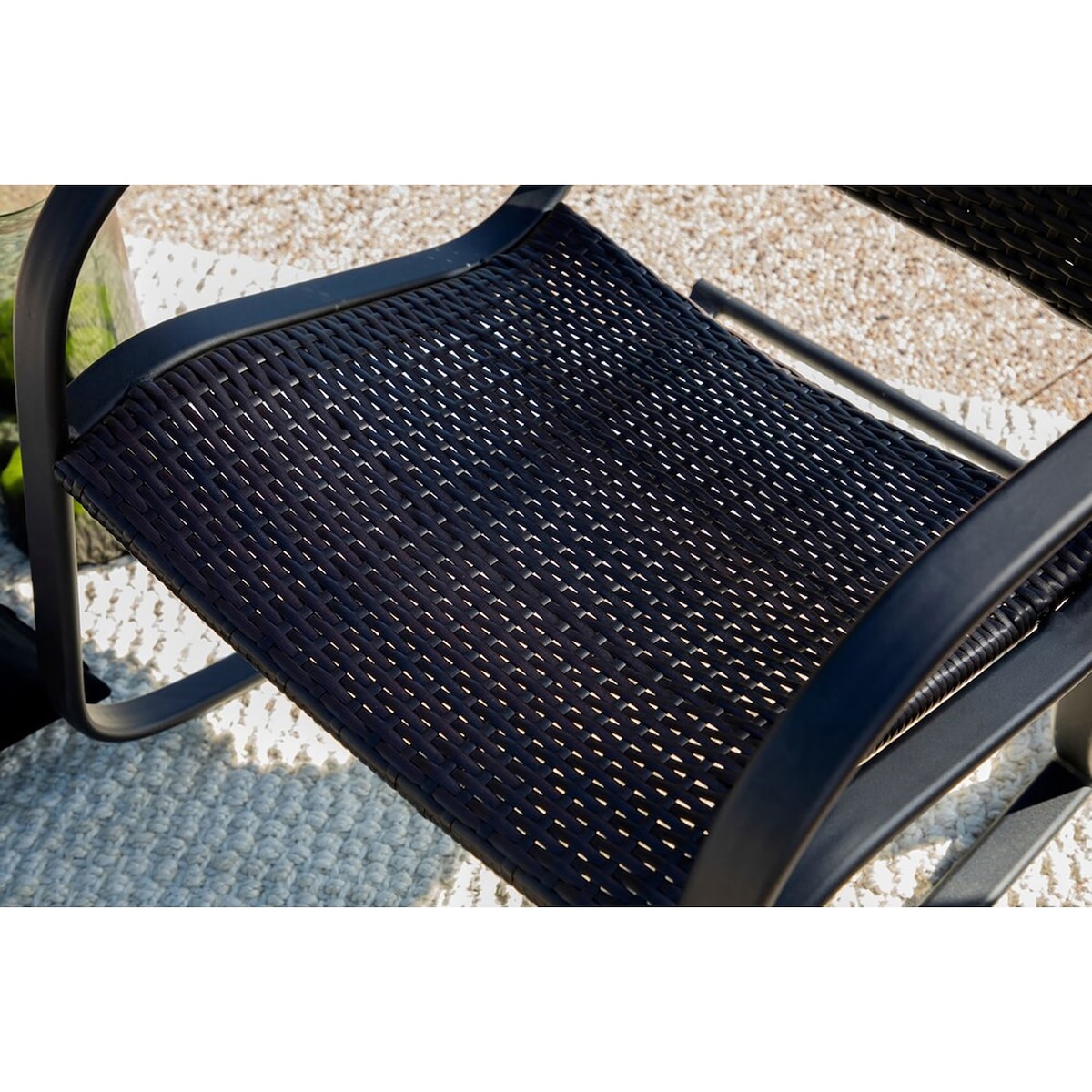 New Haven Brown and Black Wicker Outdoor Rocking Chair