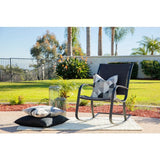 New Haven Brown and Black Wicker Outdoor Rocking Chair