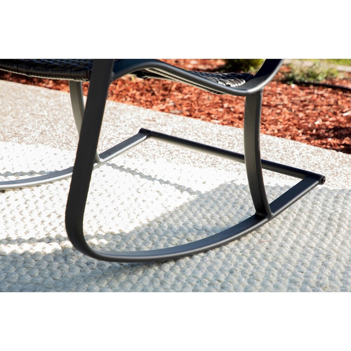 New Haven Brown and Black Wicker Outdoor Rocking Chair