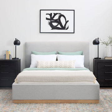 New Heights Glendhill Grounded Upholstered Wood Base Bed