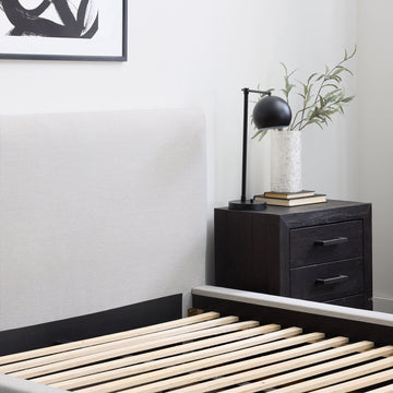 New Heights Glendhill Grounded Upholstered Wood Base Bed