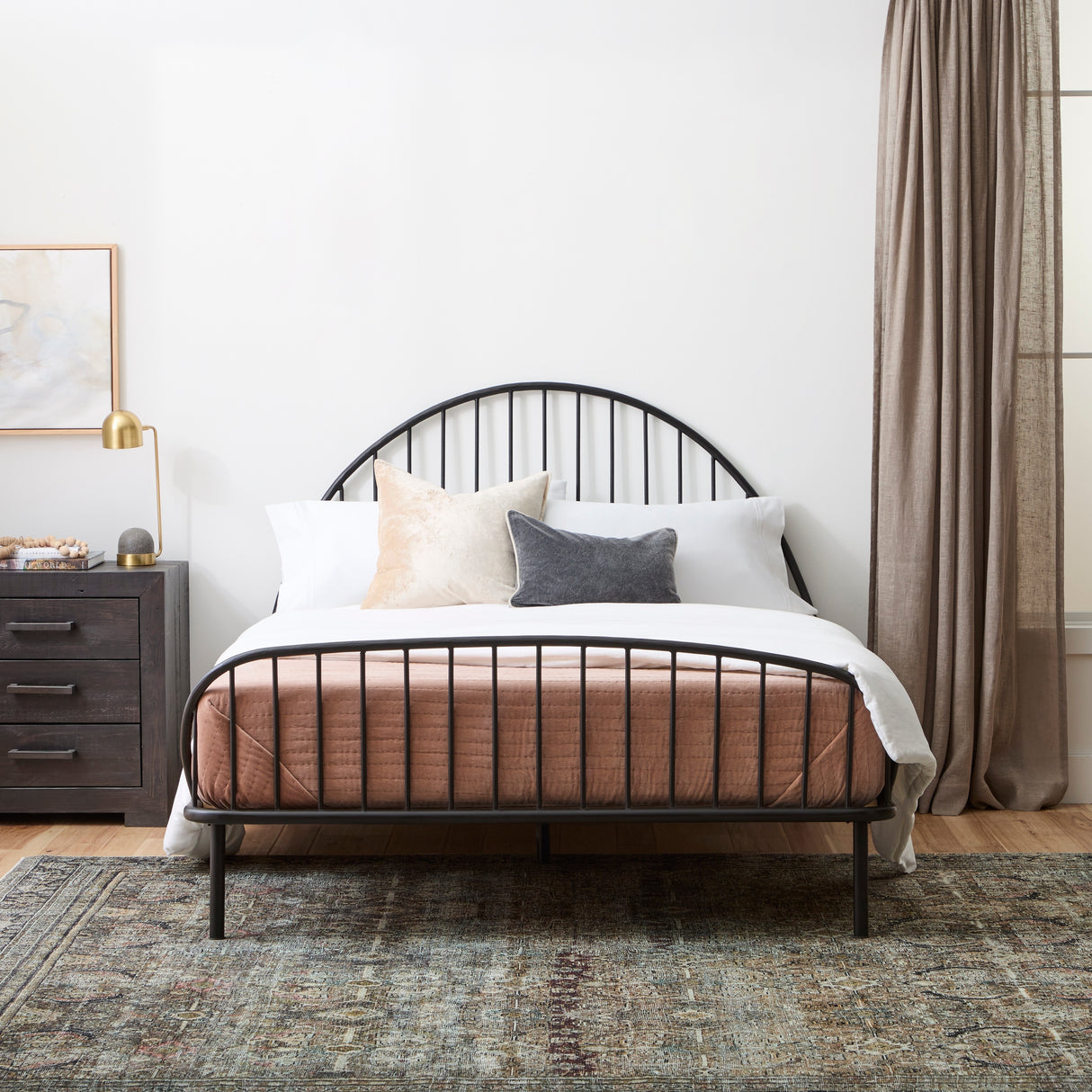 New Heights McPhee Black Iron Spindle Platform Bed