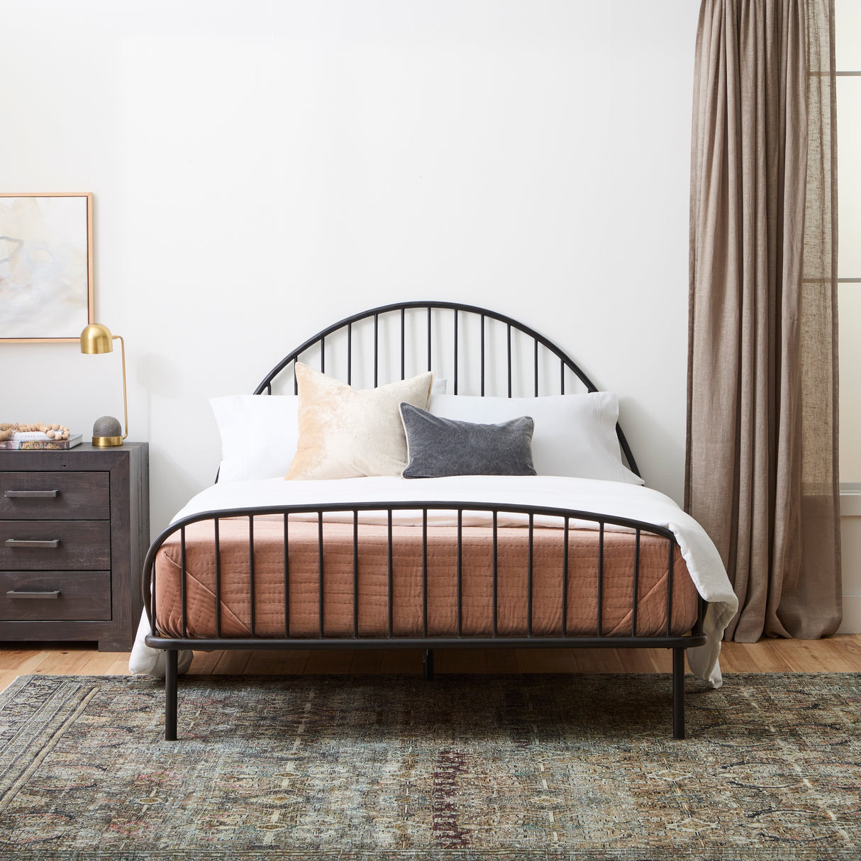 New Heights McPhee Black Iron Spindle Platform Bed