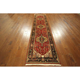 H5227 Heriz Tribal Design All-over Hand-knotted Wool Serapi Red Rug (3' x 11')