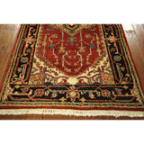 H5227 Heriz Tribal Design All-over Hand-knotted Wool Serapi Red Rug (3' x 11')