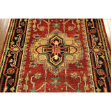 H5227 Heriz Tribal Design All-over Hand-knotted Wool Serapi Red Rug (3' x 11')