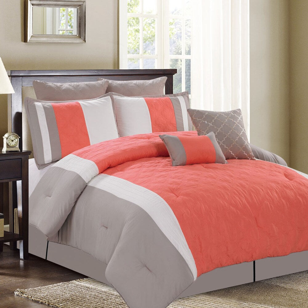 New Hope 8-Piece Queen-size Coral Comforter Set