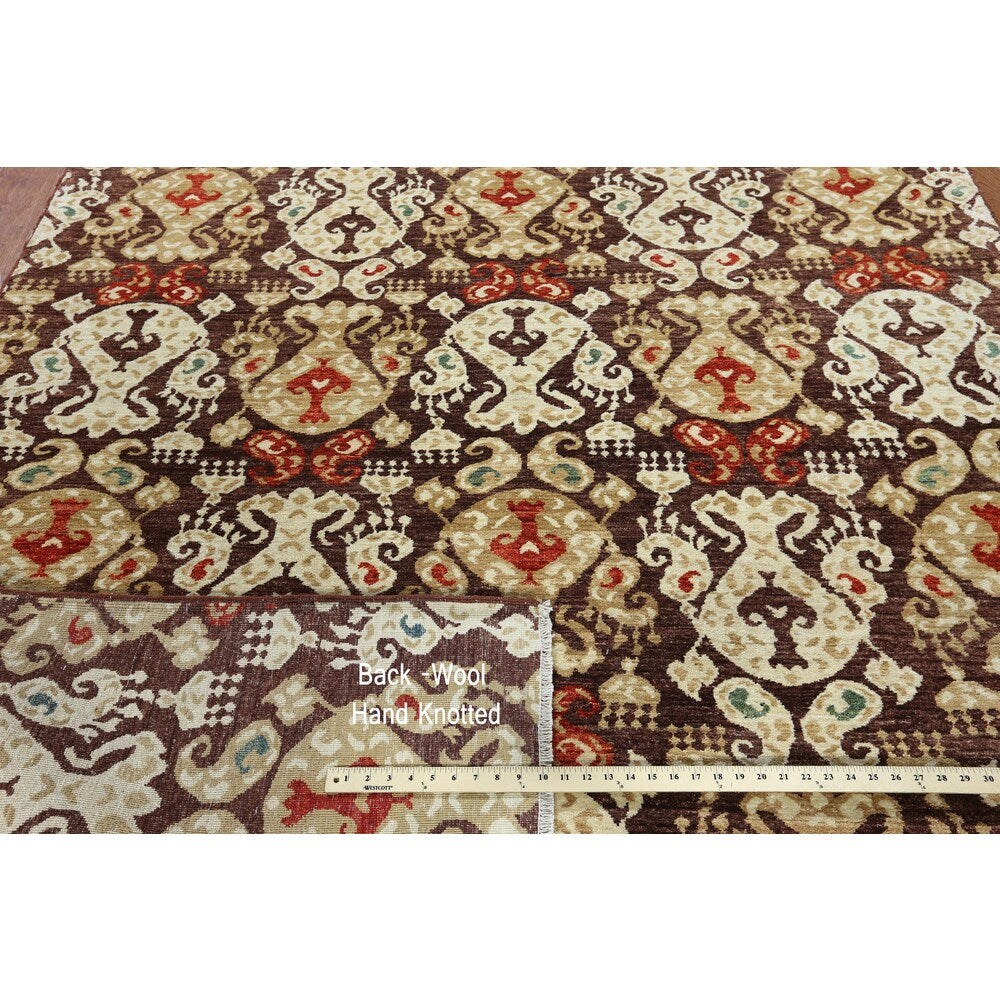 W1349 Wool Ikat Collection Oriental Hand-knotted Peshawar Rug (6' x 8')