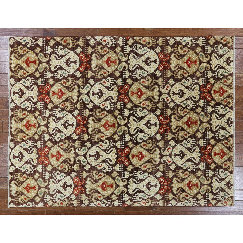 W1349 Wool Ikat Collection Oriental Hand-knotted Peshawar Rug (6' x 8')