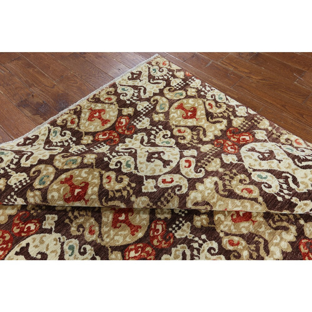 W1349 Wool Ikat Collection Oriental Hand-knotted Peshawar Rug (6' x 8')