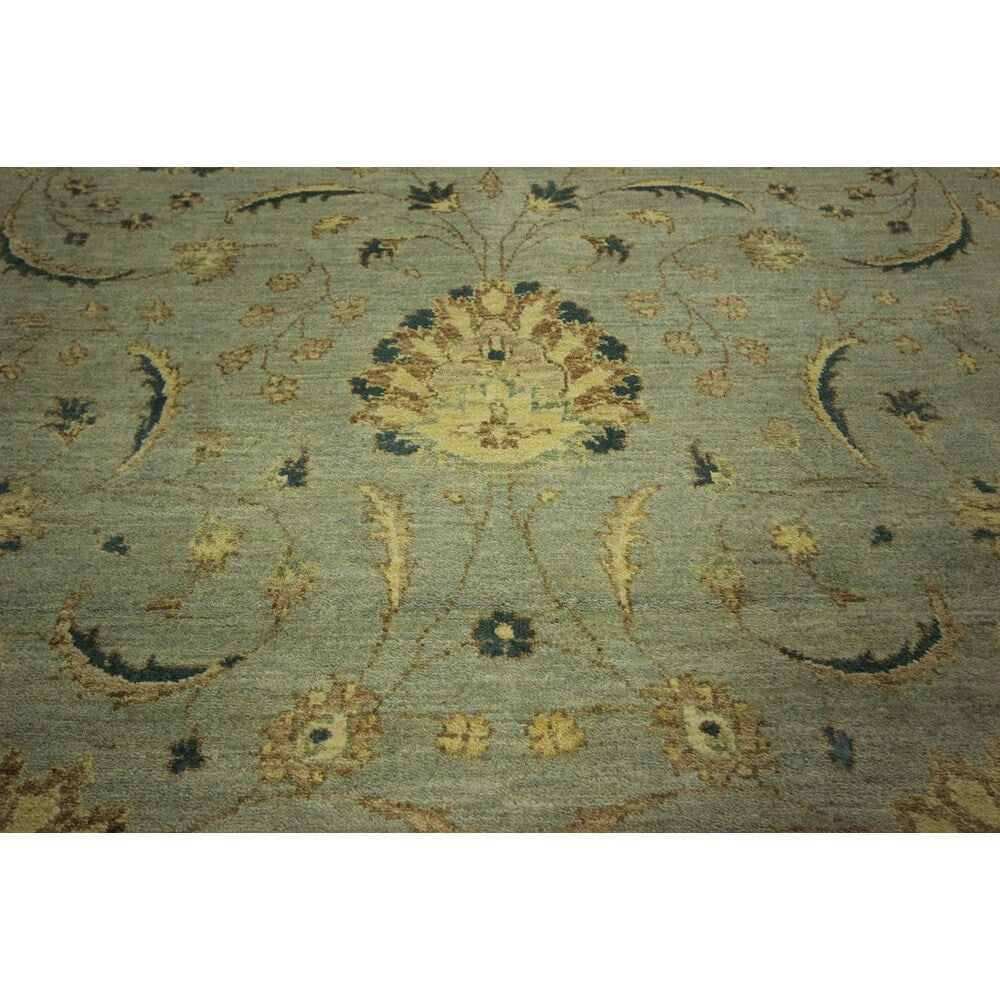 Pakistani Peshawar Blue Floral Chobi Hand-knotted Wool Area Rug (8' x 10')
