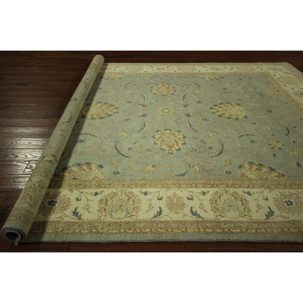 Pakistani Peshawar Blue Floral Chobi Hand-knotted Wool Area Rug (8' x 10')