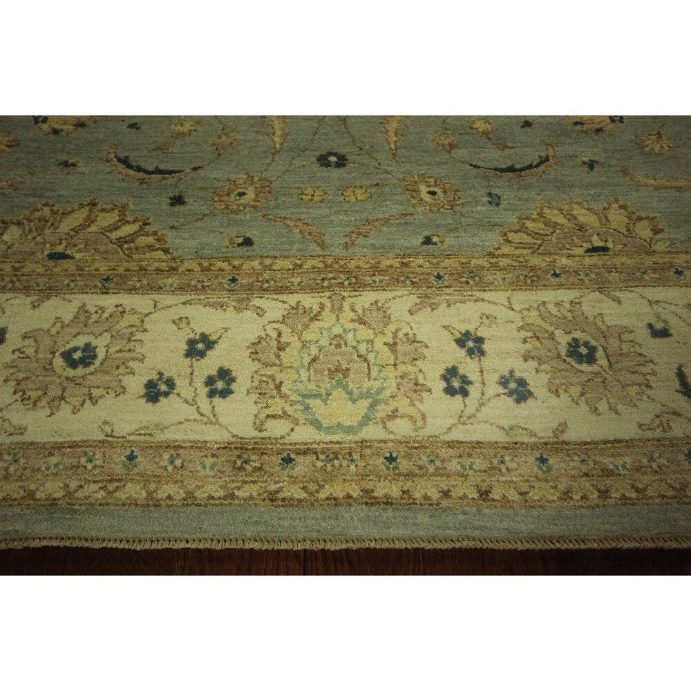 Pakistani Peshawar Blue Floral Chobi Hand-knotted Wool Area Rug (8' x 10')