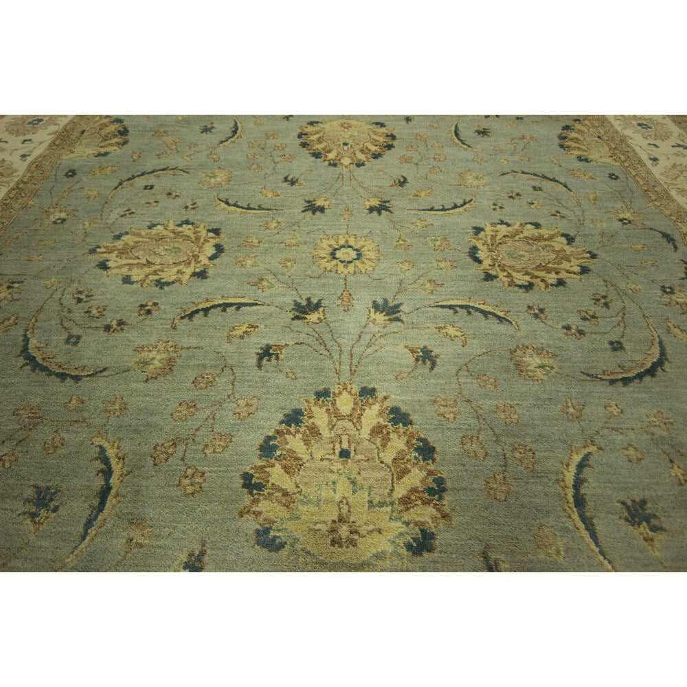 Pakistani Peshawar Blue Floral Chobi Hand-knotted Wool Area Rug (8' x 10')