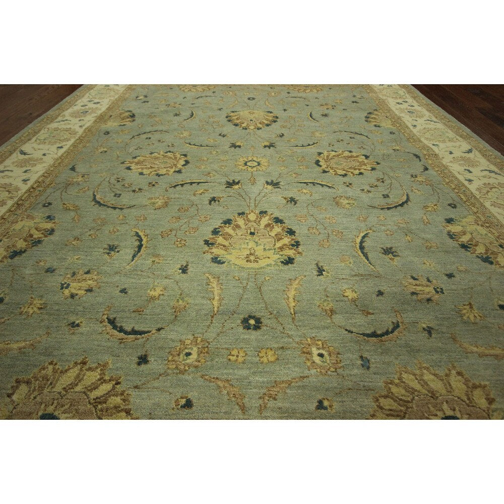 Pakistani Peshawar Blue Floral Chobi Hand-knotted Wool Area Rug (8' x 10')