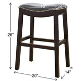 Julian 26" Espresso Counter Height Bar Stool with Gray Faux Leather Seat