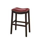 Julian 31" Espresso Bar Stool with Red Faux Leather Seat - N/A