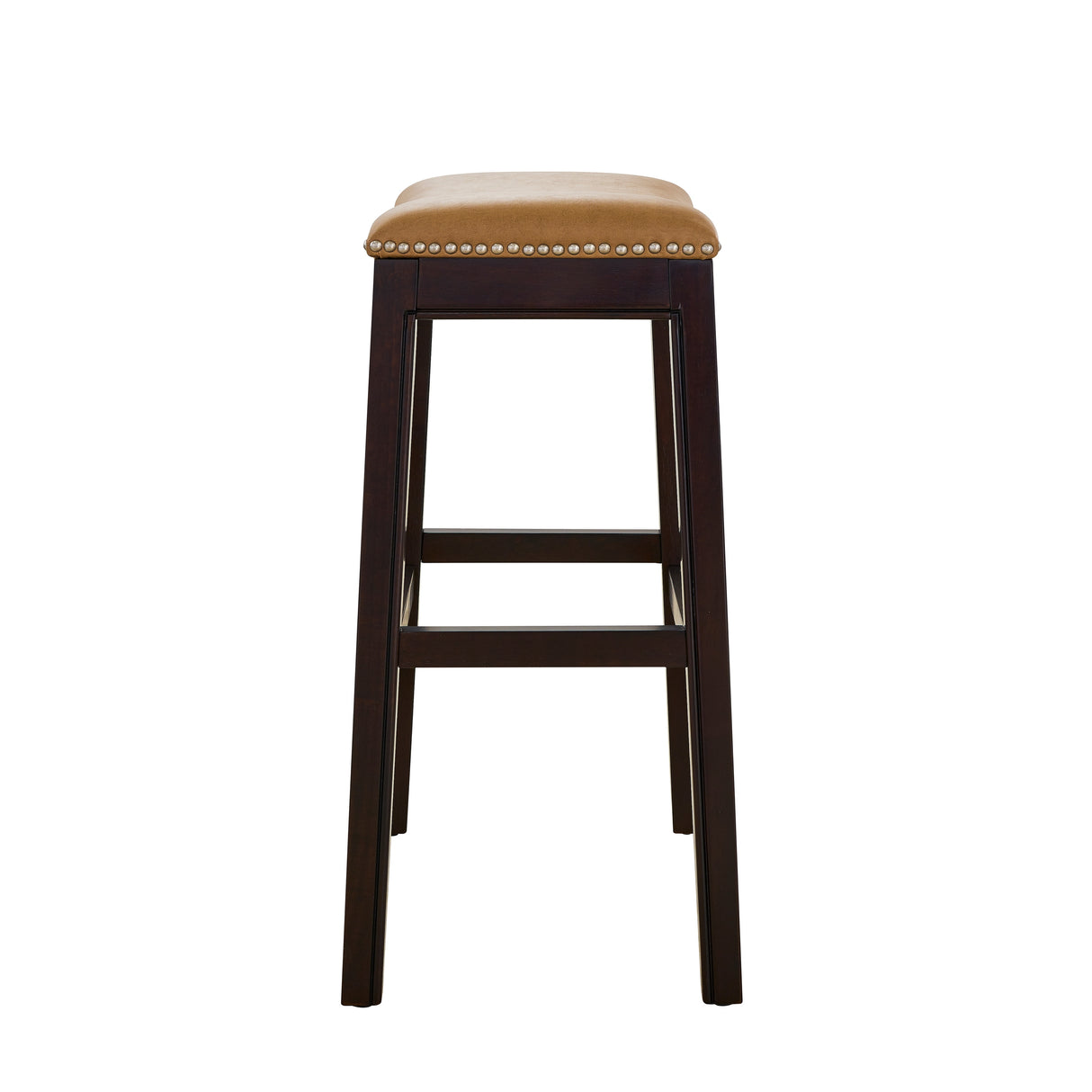 Julian 26" Counter Height Espresso Bar Stool with Tan Faux Leather Seat