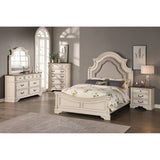 New Traditional Look Wooden Nightstand Drawers Bed Side Table Polished White Finish