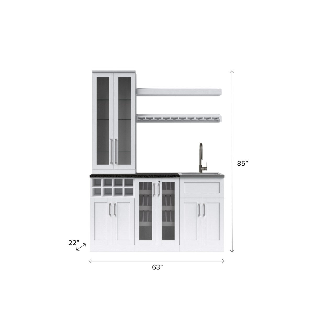 NewAge Products Home Bar 63-in x 85-in White Rectangle Bar Cabinet