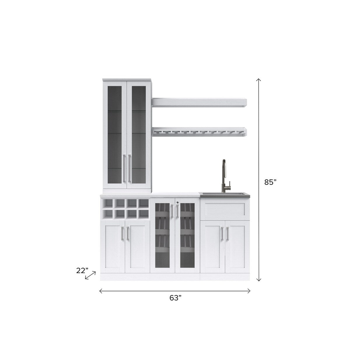 NewAge Products Home Bar 63-in x 85-in White Rectangle Bar Cabinet