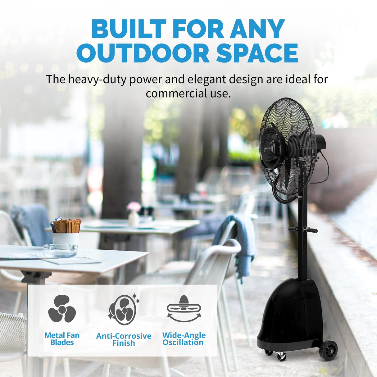 NewAir 26” Pedestal Misting Fan with 8700 CFM of Power and Adjustable Mist Settings