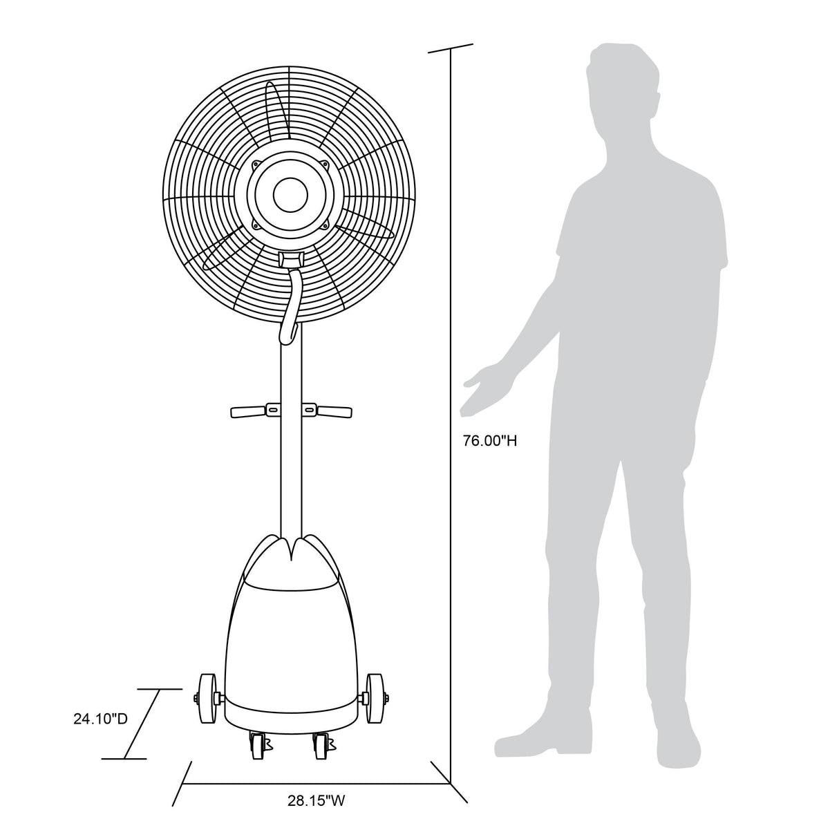 NewAir 26” Pedestal Misting Fan with 8700 CFM of Power and Adjustable Mist Settings