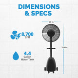 NewAir 26” Pedestal Misting Fan with 8700 CFM of Power and Adjustable Mist Settings