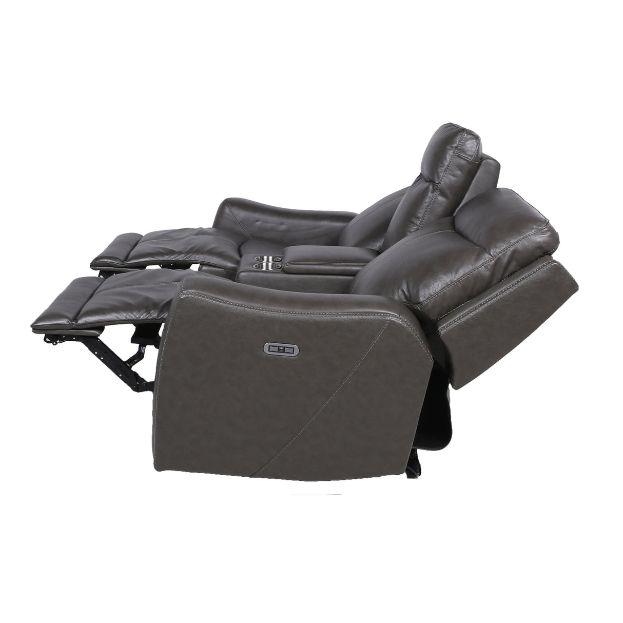Newport Power Top Grain Leather Reclining Loveseat with Console by Greyson Living
