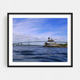 Newport Rhode Island Digital Beach Boats Bridge Rose Art Print/Poster