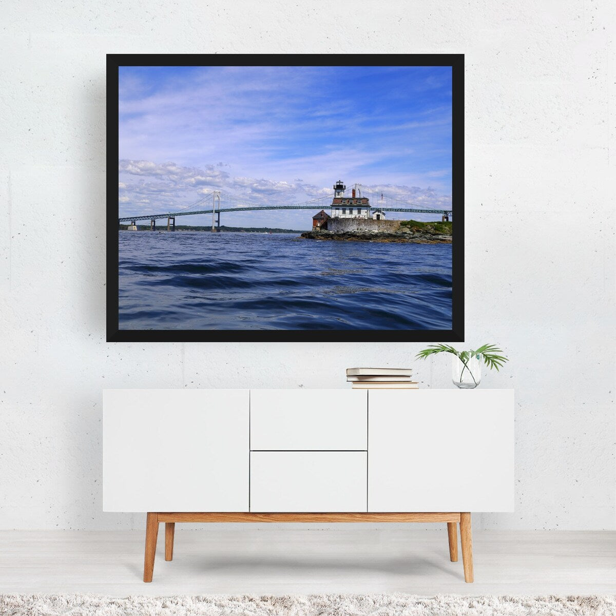 Newport Rhode Island Digital Beach Boats Bridge Rose Art Print/Poster