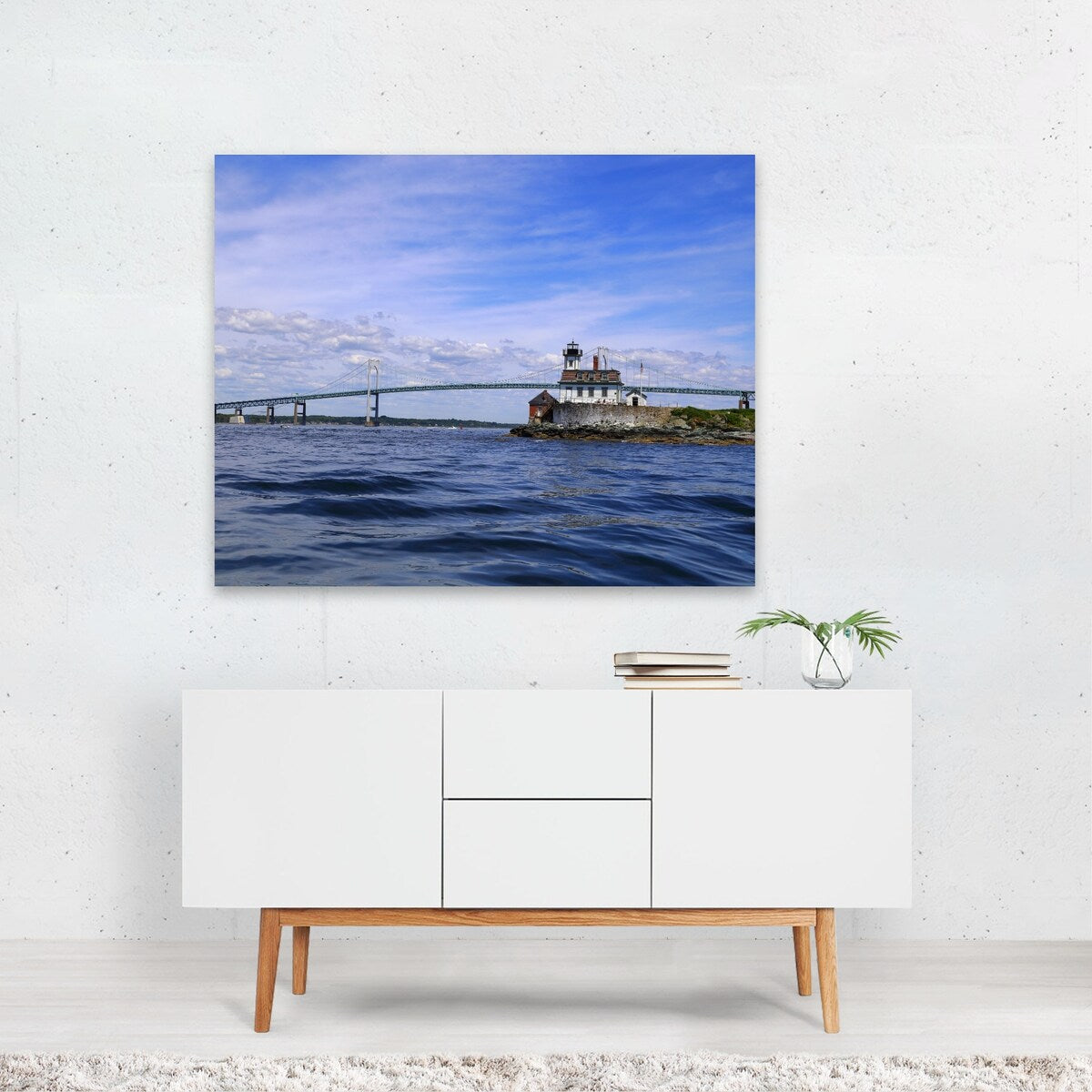 Newport Rhode Island Digital Beach Boats Bridge Rose Art Print/Poster