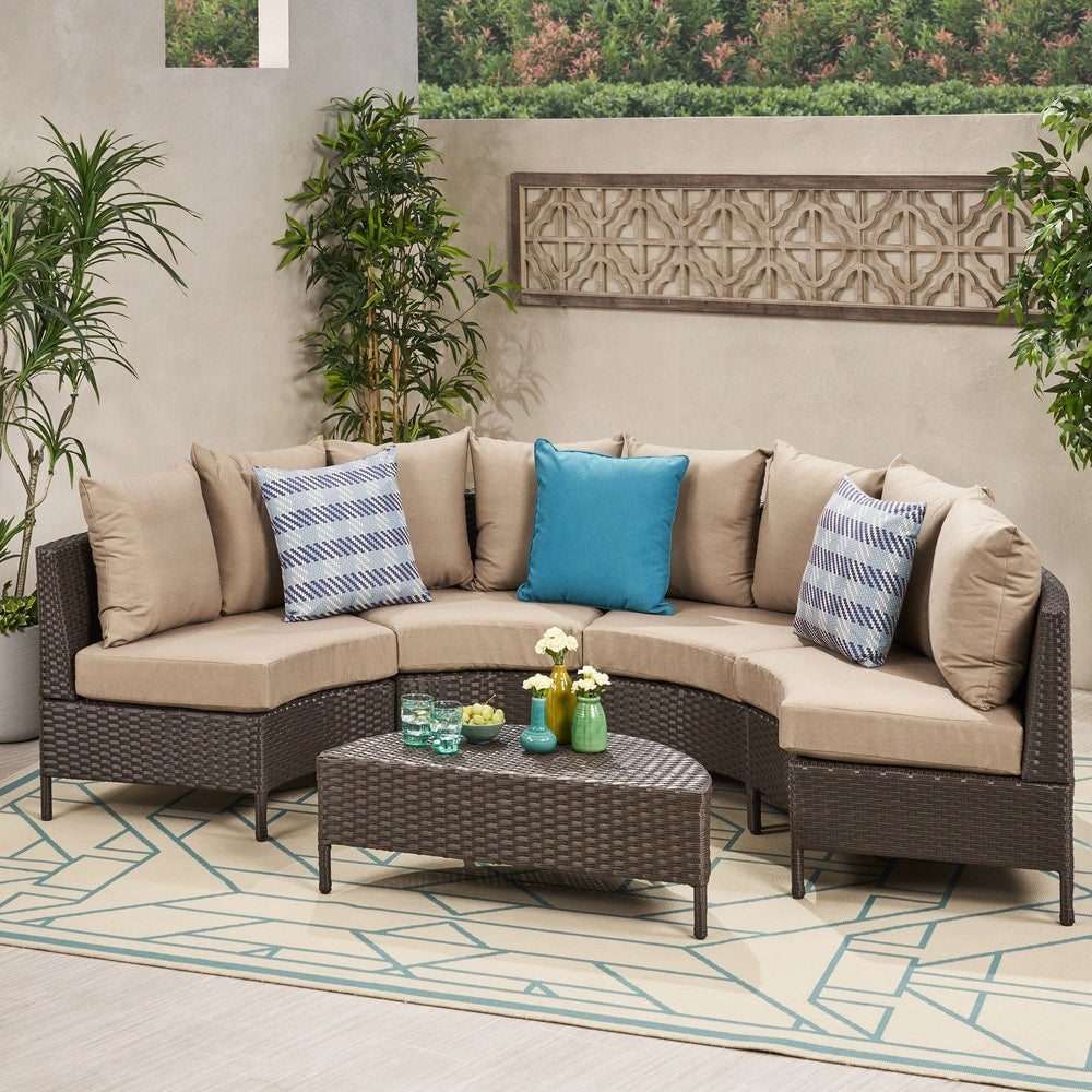 Newton Outdoor 4-seater Sectional Sofa Set by Christopher Knight Home